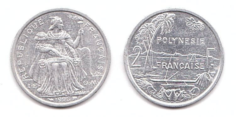 French Pacific - 2 Francs - mixed - XF
