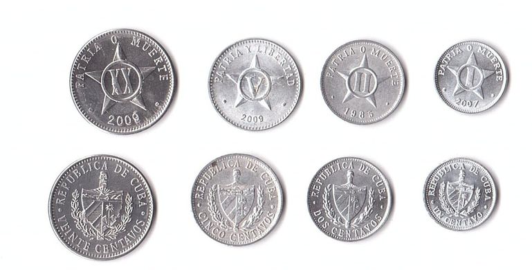 Куба - набір 4 монети 1 2 5 20 Centavos 1972 - 2009 - aUNC