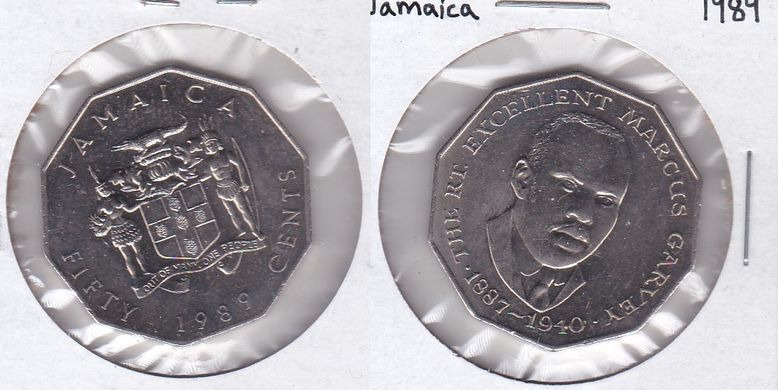 Ямайка - 50 Cents 1989 - в холдере - UNC