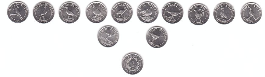 Туреччина - 3 шт х набір 12 монет 1 Kurus 2020 - ЧЕРВОНА КНИГА ПТАХИ - алюміній метал - UNC