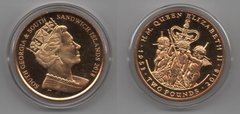 South Georgia and South Sandwich Islands - 2 Pounds 2018 - Queen Elizabeth II Sapphire Coronation - in folder - UNC