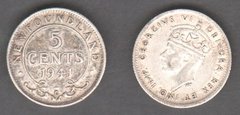 Ньюфаундленд - 5 Cents 1941 - серебро - F