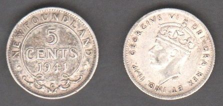 Ньюфаундленд - 5 Cents 1941 - срібло - F