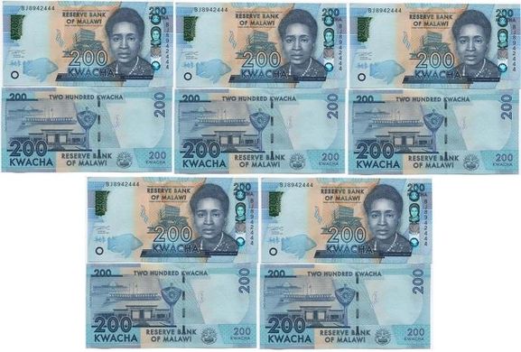 Malawi - 5 pcs х 200 Kwacha 2021 - P. 60 - UNC