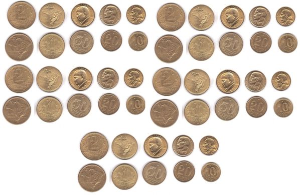 Brazil - 5 pcs x set 5 coins - 10 20 50 Centavos 1 2 Cruzeiros 1942 - 1956 - aUNC / XF