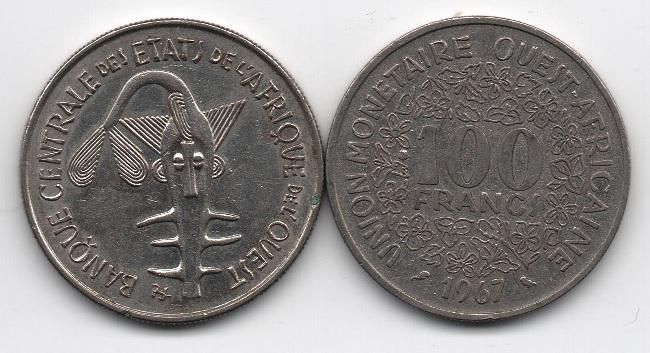 Западная Африка - 100 Francs 1967 - VF