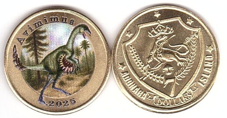 Fantasy / Adonara Island / Остров Адонара - 7 Dollars 2025 - Динозавр Avimimus - UNC
