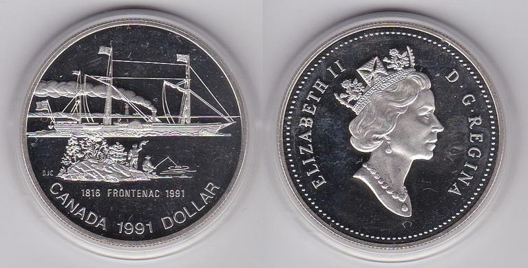 Canada - 1 Dollar 1991 - 175 years of the steamboat Frontenac - silver 0.500 in capsule - UNC