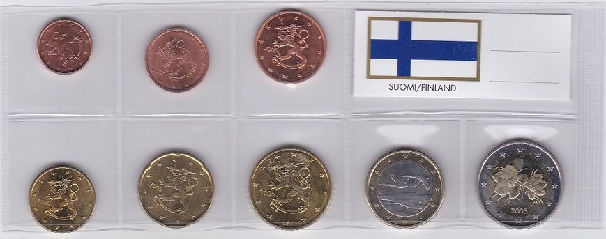 Фінляндія - набір 8 монет 1 2 5 10 20 50 Cent 1 2 Euro 2004 - 2007 - aUNC / UNC