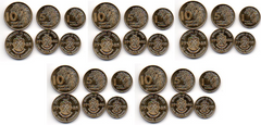 Гвинея - 5 шт х набор 3 монеты 1 5 10 Francs 1985 - UNC