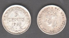 Ньюфаундленд - 5 Cents 1943 - серебро - F