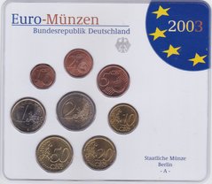 Німеччина - набір 8 монет 1 2 5 10 20 50 Cent 1 2 Euro 2003 - A - у холдері - UNC