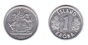 Исландия - 1 Kronur 1976 - 1980 - mixed - aUNC / UNC
