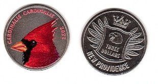 Fantasy - New Providence - 3 Dollars 2022 - Птах / Bird Cardinalis - UNC