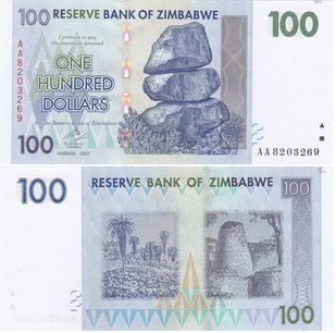 Zimbabwe - 100 Dollars 2007 - Pick 69 - UNC