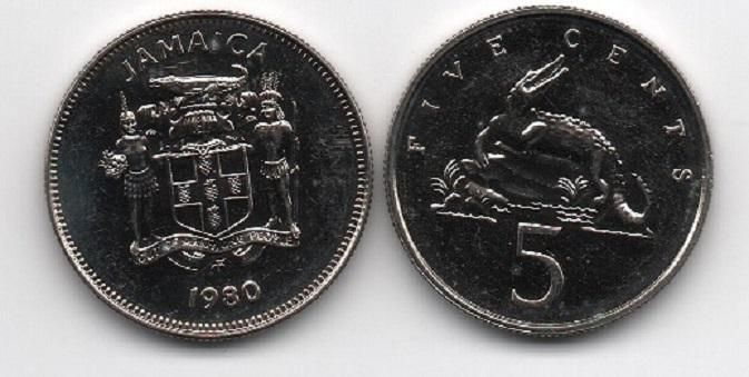 Ямайка - 5 шт х 5 Cents 1980 - UNC