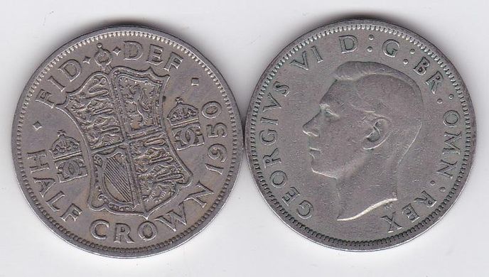United Kingdom - 5 pcs x 1/2 Half Crown 1950 - VF+