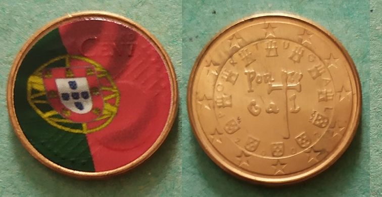Португалія - ​​1 Cent 2002 - flag - aUNC / UNC