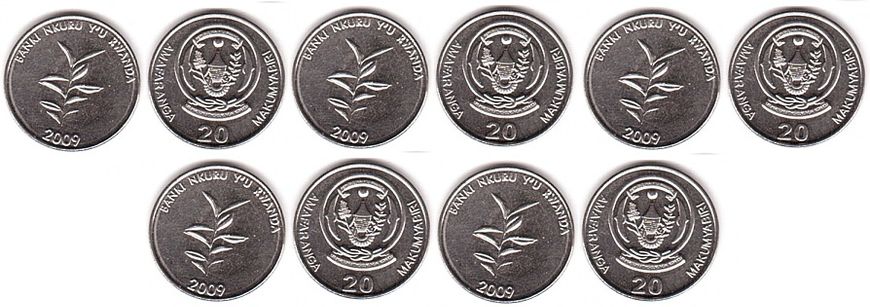 Руанда - 5 шт х 20 Francs 2009 - UNC