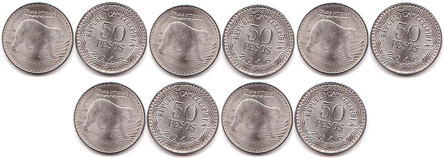 Колумбія - 5 шт х 50 Pesos 2018 - UNC