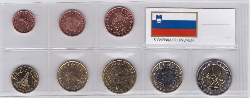 Словения - набор 8 монет 1 2 5 10 20 50 Cents 1 2 Euro 2007 - UNC