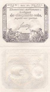 Франція - 50 Sols 1793 - P. A70b - UNC