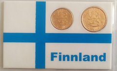 Финляндия - 1 + 2 Cent 1999 - 2000 - в холдері - UNC