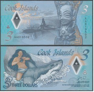 Острова Кука - 3 Dollars 2021 - P. 11 - s. AA - Polymer - UNC