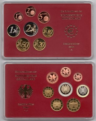 Germany - set 8 coins 1 2 5 10 20 50 Cent 1 2 Euro 2003 - 2009 - A - in a case - UNC