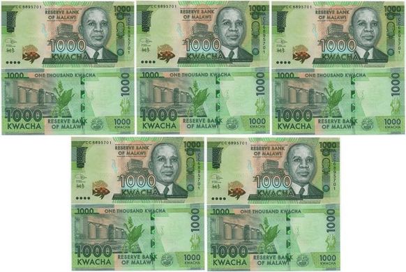 Malawi - 5 pcs х 1000 Kwacha 2020 - UNC