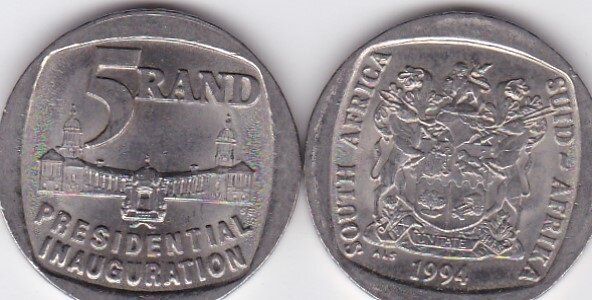 South Africa - 5 Rand 1994 - Comm. - Presidential Inauguration - XF+