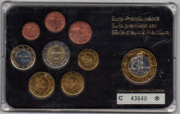 Кипр - набор 8 монет - 1 2 5 10 20 50 Cent 1 2 Euro 2008 + проба - UNC