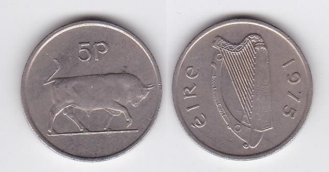 Ireland - 5 Pence 1975 - VF