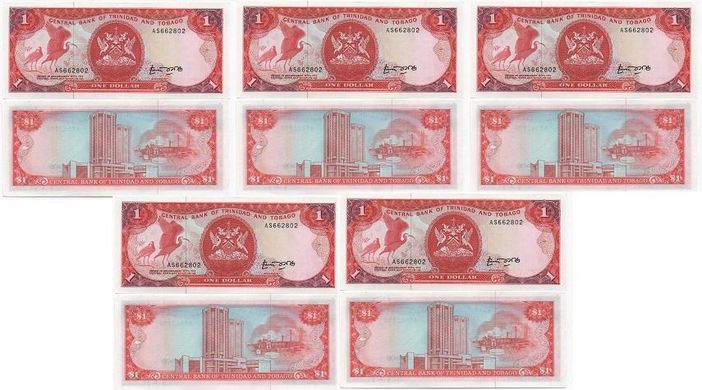 Тринідад та Тобаго - 5 шт х 1 Dollar 1985 - Pick 36a - UNC