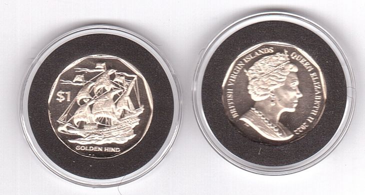 Брит Виргинские острова - 1 Dollar 2022 - Золотая Лань - в капсуле - UNC