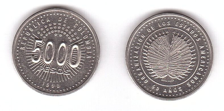 Колумбия - 5000 Pesos 1998 - 50 лет организации американских государств - UNC