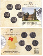 Германия - набор 5 монет 2 Euro 2014 - Lower Saxony - в холдере - UNC