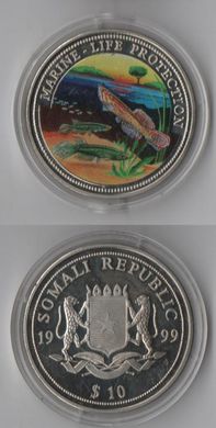 Сомали - 10 Dollars 1999 - Marine - life protection - в капсуле - UNC