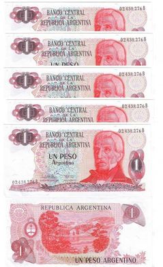 Аргентина - 5 шт. X 1 Peso 1983 - 1984 - P. 311a (2) - UNC