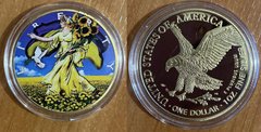 США - Копия сувенирная монета Свобода Украины 2022 - Соняшники - в капсуле - UNC