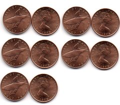 Остров Мэн - 5 шт х 1/2 Penny 1976 - UNC