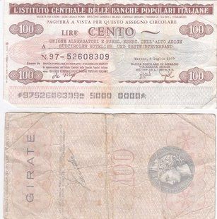 Італія / Merano - ​​100 Lire 1977 - Banche Popolari Italiane - VF / F