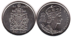 Канада - 50 Cents 2002 - Золотий ювілей Єлизавети II 1952 - 2002 - UNC