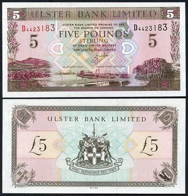 Ireland Northern - 5 Pounds 2001 - P. 335c - Ulster Bank - UNC