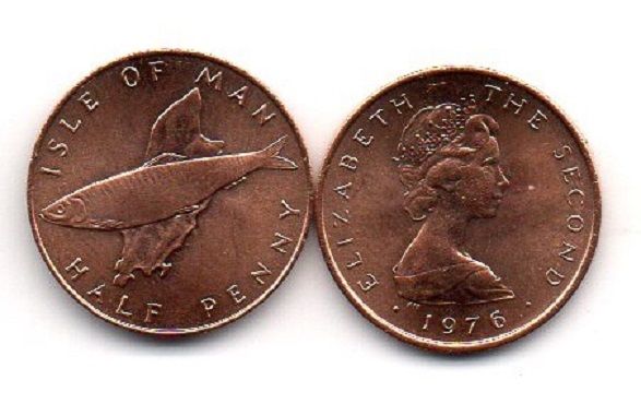 Остров Мэн - 5 шт х 1/2 Penny 1976 - UNC