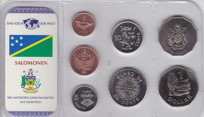 Соломоновы Острова / Соломоны - набор 7 монет 1 2 5 10 20 50 Cents 1 Dollar 2005 - в блистере - UNC