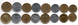 Аргентина - 5 шт х набір 8 монет - 1/2 1 1 5 5 10 10 50 Centavos 1985 - 1989 - XF/aUNC
