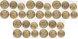Сербія - 5 шт х набір 3 монети 1 2 5 Dinara 2014 - 2016 - UNC