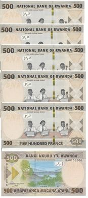 Rwanda - 5 pcs x 500 Francs 2019 - UNC