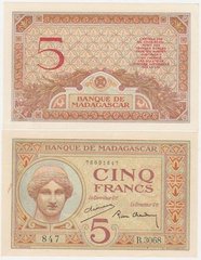 Madagascar - 5 Francs 1937 - P. 35 - aUNC
